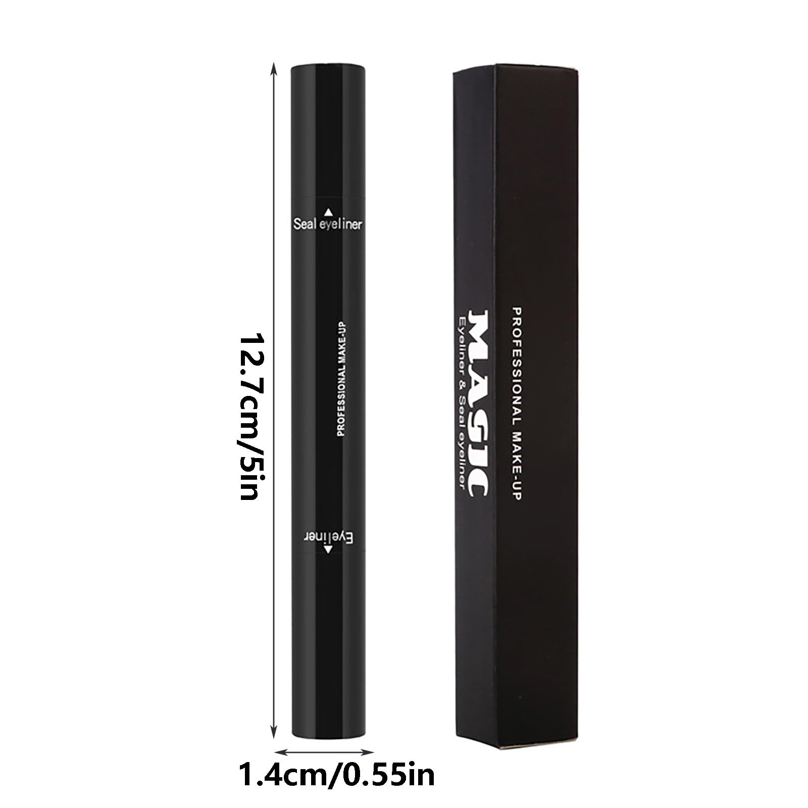 Beauté Liquide noir à double tête 2 en 1 joint triangulaire et pointe outil de maquillage des yeux durable et résistant pour les femmes 3,5 ml. (Black, 12.7x1.4 cm)