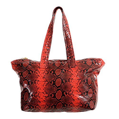 Bolsa de ombro grande de couro com estampa de Python vermelho unissex da Versace
