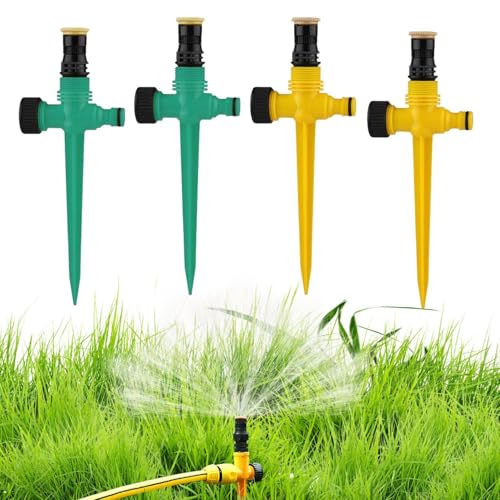 SGSCFG 4 Aspersión Giratoria, Rociador Rotativo De 360 ​​°, Rociador De Césped, Riego De Jardín, Rociador De Jardín, Rociador De Tuberías De Agua (Verde, Amarillo).