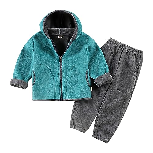 Toddler/Little Boys Boys Shaker Suit Long Sleeved Hooded Jacket Color Zipper Top + Solid Color Mutual Baby
