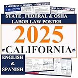 KIKIGO 2025 California Labor Law Poster State Federal Osha Workplace Compliant 24' x 36' - All in One Required Posting - (English & Spanish Combo)