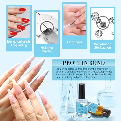 BORN PRETTY Nail Dehydrator and Primer Set, Acid Free Natural Nail Prep Dehydrate & Nail Bond Primer Set Fast Air Dry for Gel Nail Polish and Acrylic Powder Nail Supplies Set 0.5oz - Image 6