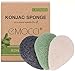 EMOCCI Konjac Schwamm Natürlicher Gesichtsreiniger mit aktiviertem Bambus Holzkohle Peeling Super Gentle für empfindliche Haut Körper