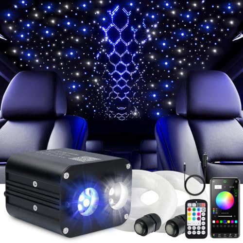 Image of Starlight Headliner Kit,Twinkle + Music Sync Dual Color Fiber Optic Star Ceiling Lights with APP Remote Control, RGBW Star Lights for Car /Home Ceiling Decor, 400pcs 9.8ft