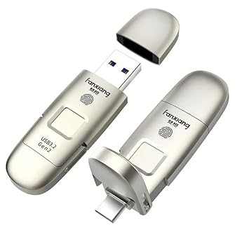 Connect 512 GB 2 in 1 OTG Pendrive USB 3.2 + Type C with Fingerprint encrypted Solid State USB Flash Drive with 550/ Mbps Reading and Writing Speed(Metallic) (1 Year Warranty)