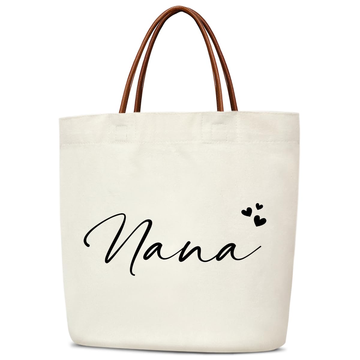 Canvas Tote Bag for Women, Birthday Gifts, Aesthetic Reusable Grocery Shopping Bags With Leather Handles