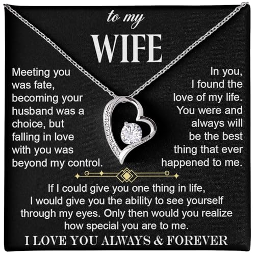 To My Wife Necklace From Husband With Love Message, Birthday Mothers Day Gift For Wife,Soulmate Necklace For Women