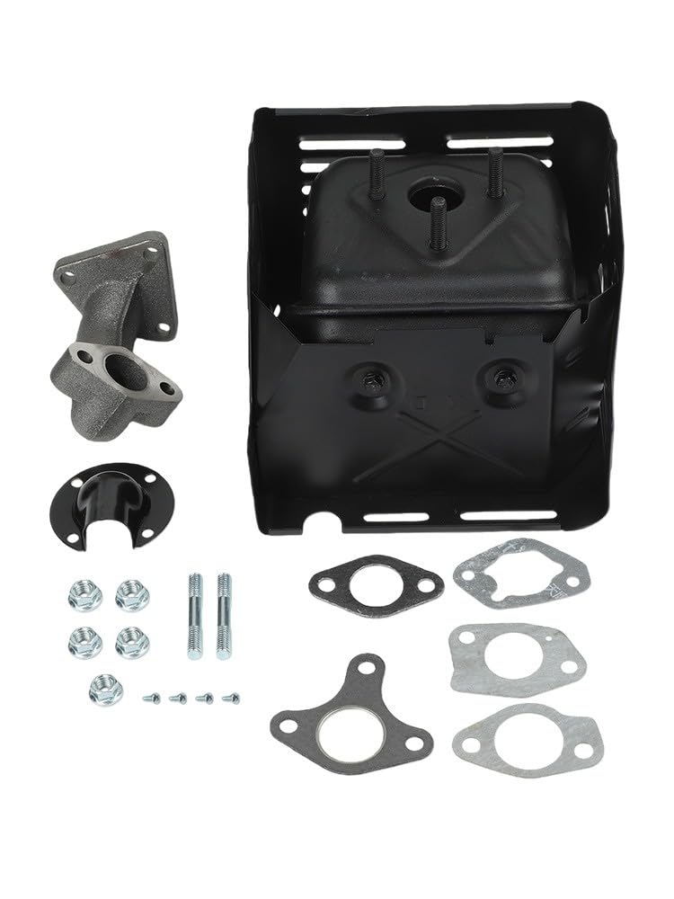 Kit silenziatore di scarico per motore GX390 GX420 188F 190F 13CV 15CV, metallo argento con guarnizione e viti per un funzionamento silenzioso