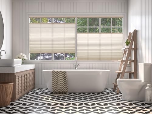 BlindsAvenue Cordless Top Down Bottom Up Cellular Honeycomb Shade, 9/16" Single Cell, Light Filtering, Fawn, Size: 67" W x 48" H