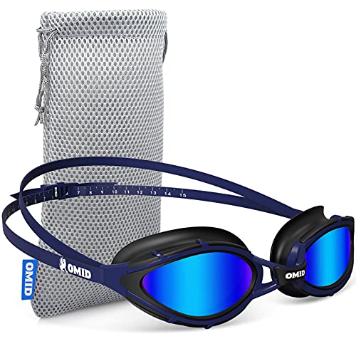 OMID Swim Goggles, P1 Comfortable Polarized Swimming Goggles with UV Protection, Anti-Fog No Leaking Triathlon Swim Goggles for Men Women Adult Youth Teenagers (Navy Blue)
