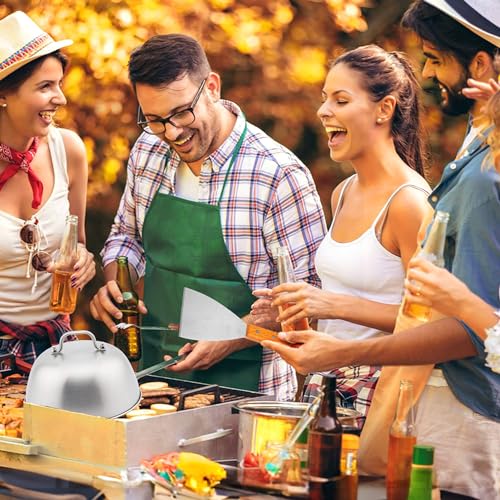 Mivanta Pfannenwender Edelstahl, 2-Stück Burger-Set, Grillspachtel Edelstahl mit Holzgriffen für Smash Burger, Teppanyaki, Barbecue, Steak und Pizza