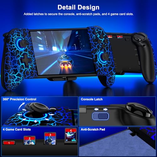 Gammeefy Switch Controller for Nintendo Switch/OLED, 1000mAh Wireless Switch Controller With 9 Lights Color. One-Piece Switch Joypad for Those Who Prefer Handheld Mode With Turbo, Programing, Wake-Up