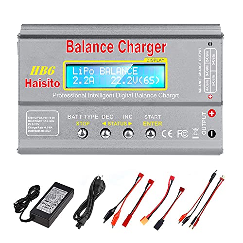 HTRC Lipo Charger HB6 RC Battery Balance Charger Lipo Battery Charger Discharger for LiPo/Li-ion/Life Battery(1-6s) NiMH/NiCd (1-15s) RC Hobby Battery Balance Charger 80W 6A
