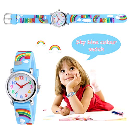 Image of Jewtme Cute Toddler Children Kids Watches Ages 3-8 Analog Time Teacher 3D Silicone Band Cartoon Watch for Little Girls Boys