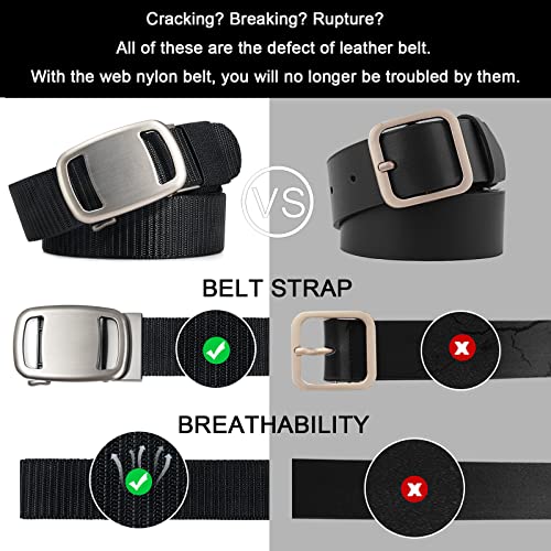 Image of maikun Nylon Belt for Men, Casual Tactical Quick-Release Slide Belt Auto Lock