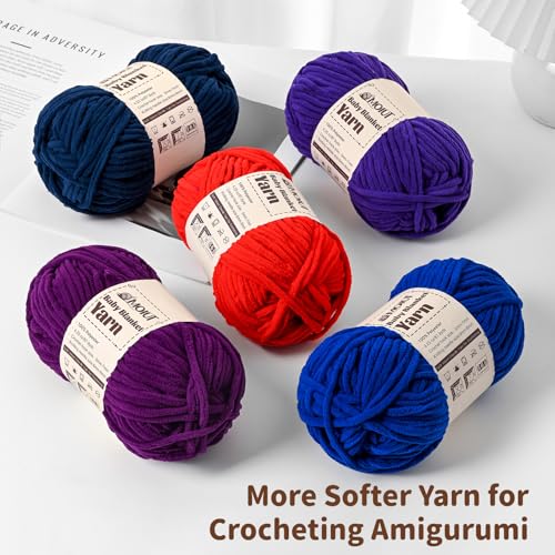 Image of Fluffy Chunky Yarn for Crocheting, Chenille Crochet Yarn 6 Super Bulky, 2 Pack of 87.9 yds /4.23 oz Baby Blanket Yarn, Soft Velvet Yarns for Knitting Amigurumi&DIY Crafts /Hats /Socks(2 Beige)