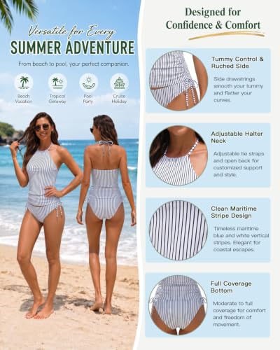 Image of Womens Two-Piece Tankini Set Cow Skull with Leopard Print Sets Swimwear Tankini Top Sets Swimwear