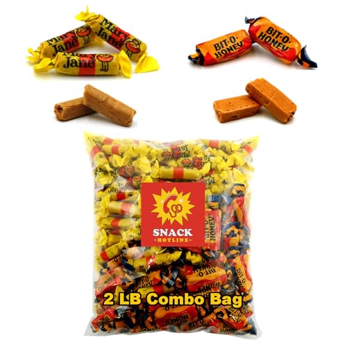 Vintage Candy Box Bit-O-Honey and Mary Jane Candies – 2 Lbs – 50/50 Mix - Old Fashioned Taffy Candy - Chewy...
