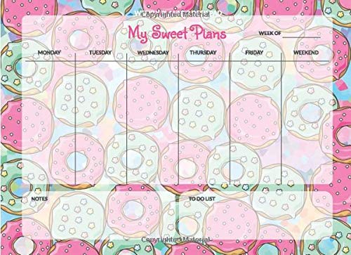 Desk Pad: Undated Monthly Calendar, Weekly Desk Planner, Daily To Do List Notepad Organizer for Writing Dates Notes, Donuts Cute Food