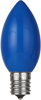 NIOSTA C7 LED Christmas Replacement Bulbs, Blue, E12 Base, for Outdoor String Lights,Ceramic Glass Bulb, 25 Pack