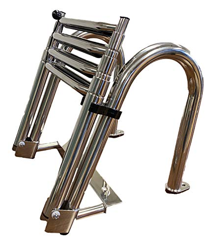 Pactrade Marine Pontoon Boat 5 Step Dock Ladder Aluminum Removable Boarding Ladder Capacity 300lbs