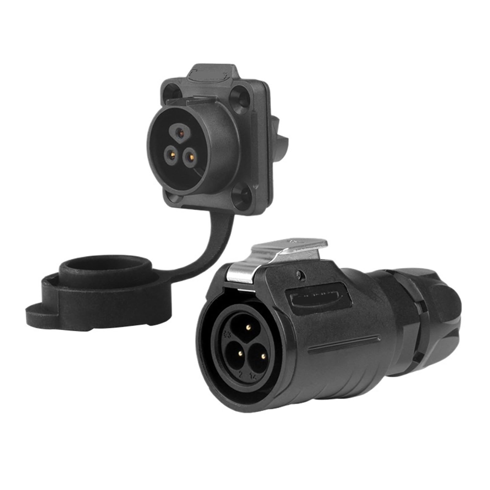 MUYTQAERG LP16 Aviation Plug Socket 3-core Waterproof Connector Screw-on Plastic Locking Wire(Flange formal wear)
