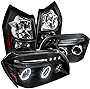 Spec-D Tuning Black Dual Halo LED Projector Headlight + Rear Tail Lamp Compatible with 2005-2007 Magnum Se/Sxt Left + Right Pair