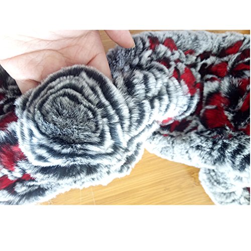 Valpeak Women's Rabbit Fur Knitted Warm Neck Wrap Scarf Rose Design