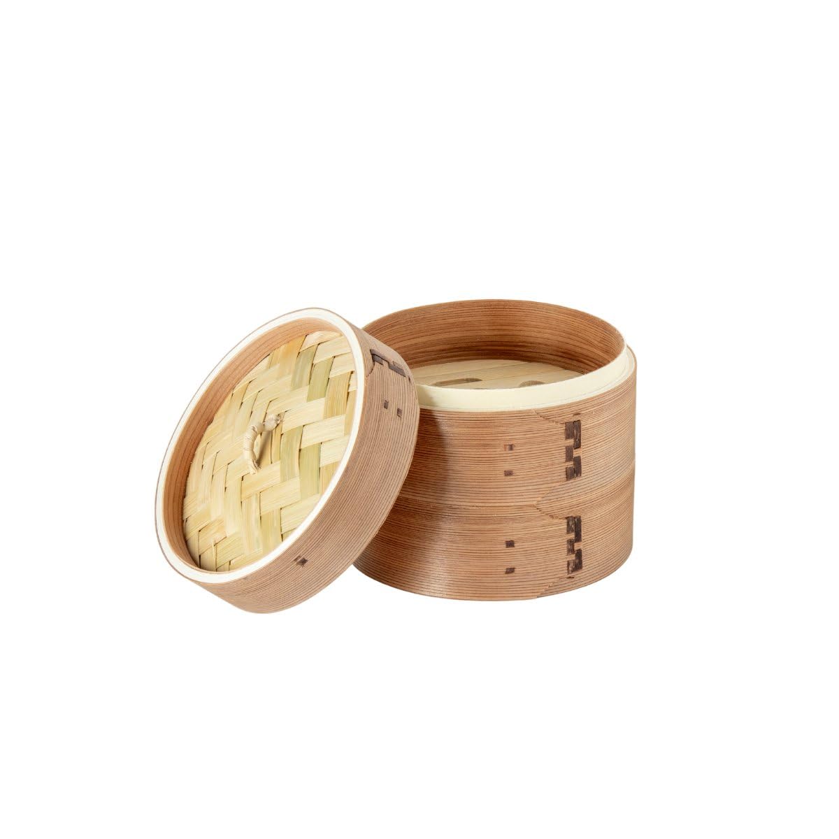 Thunder Group Cedar Bamboo Steamer 5.9in 2-Tier Set 20 Sheets Small Seiro