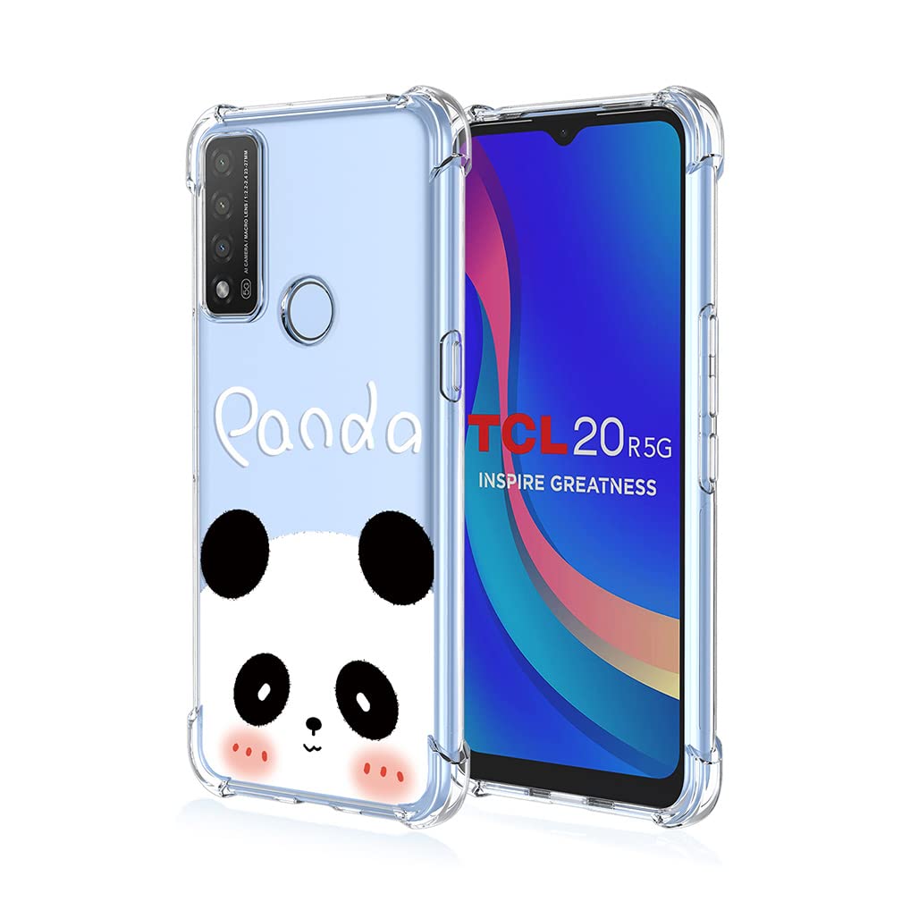 LMLQSZ Custodia per TCL 20R 5G (6,52) + Protezione per Schermo, Trasparente Morbido TPU Silicone Case Gel Sottile Cover + Pellicola Protettiva in Vetro Temperato
