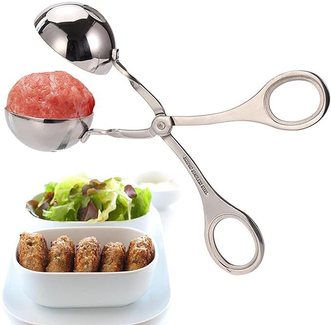 Meat Ball Maker Tools Dough Meatball Scoop Non Stick Stainless Steel for Rice Meat Cookie Making - (Silver)
