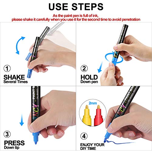 Acrylstifte für Steine Wasserfest, 20 Farben 3mm Steine Bemalen Acrylstifte Permanent Marker Stifte Acrylstifte für Leinwand Marker Stifte für Keramik/Steine/DIY Fotoalbum/Papier/Glas – Bild 6