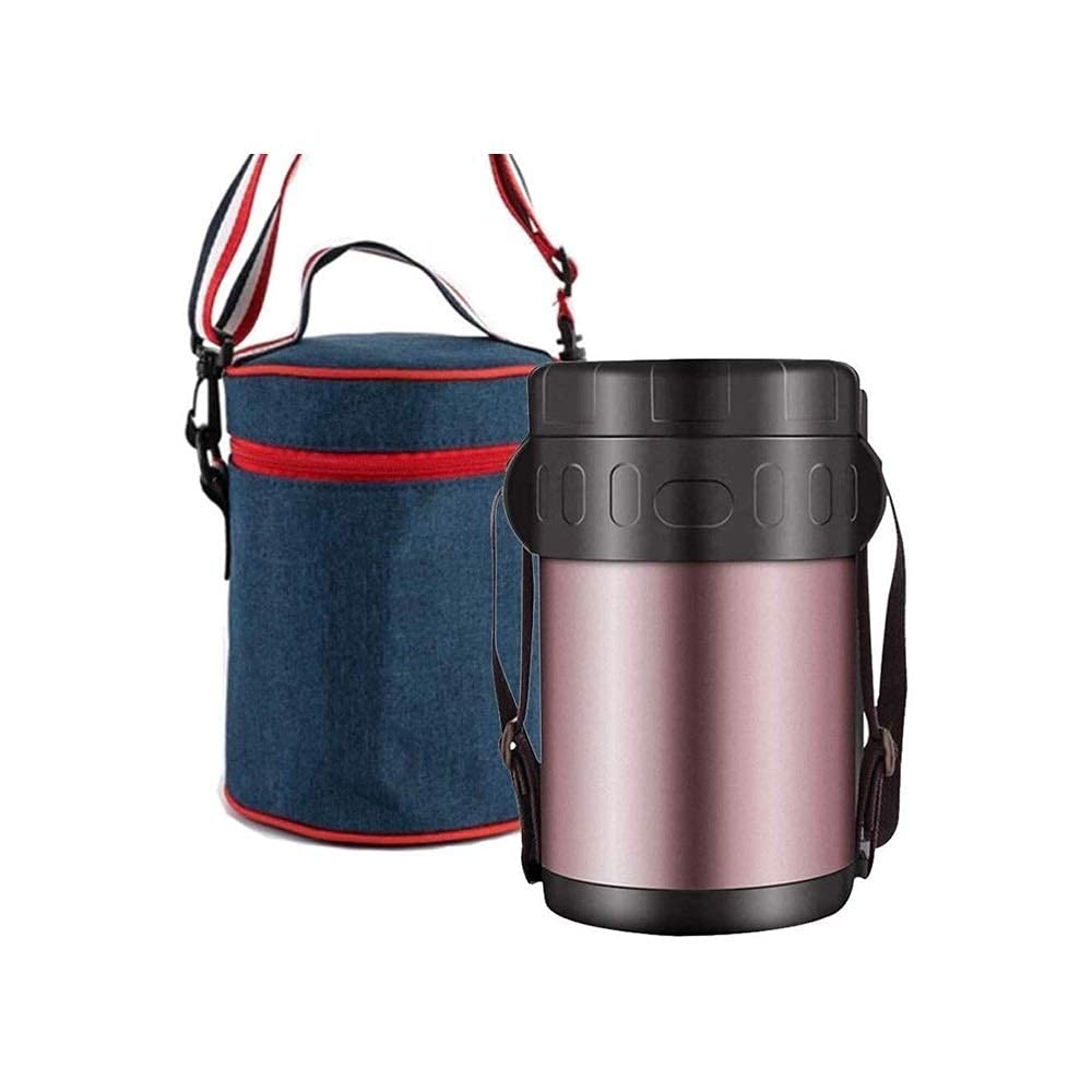 BentoLunchbox Auslaufsichere Isolierflasche Thermobehälter mit Isoliertasche, Edelstahl vakuumisoliert, 1,5 l/2 l, geeignet für Arbeit, Schule, Picknick, Bento-Stil, Mittagessen Lösung O (1,5 l|blu