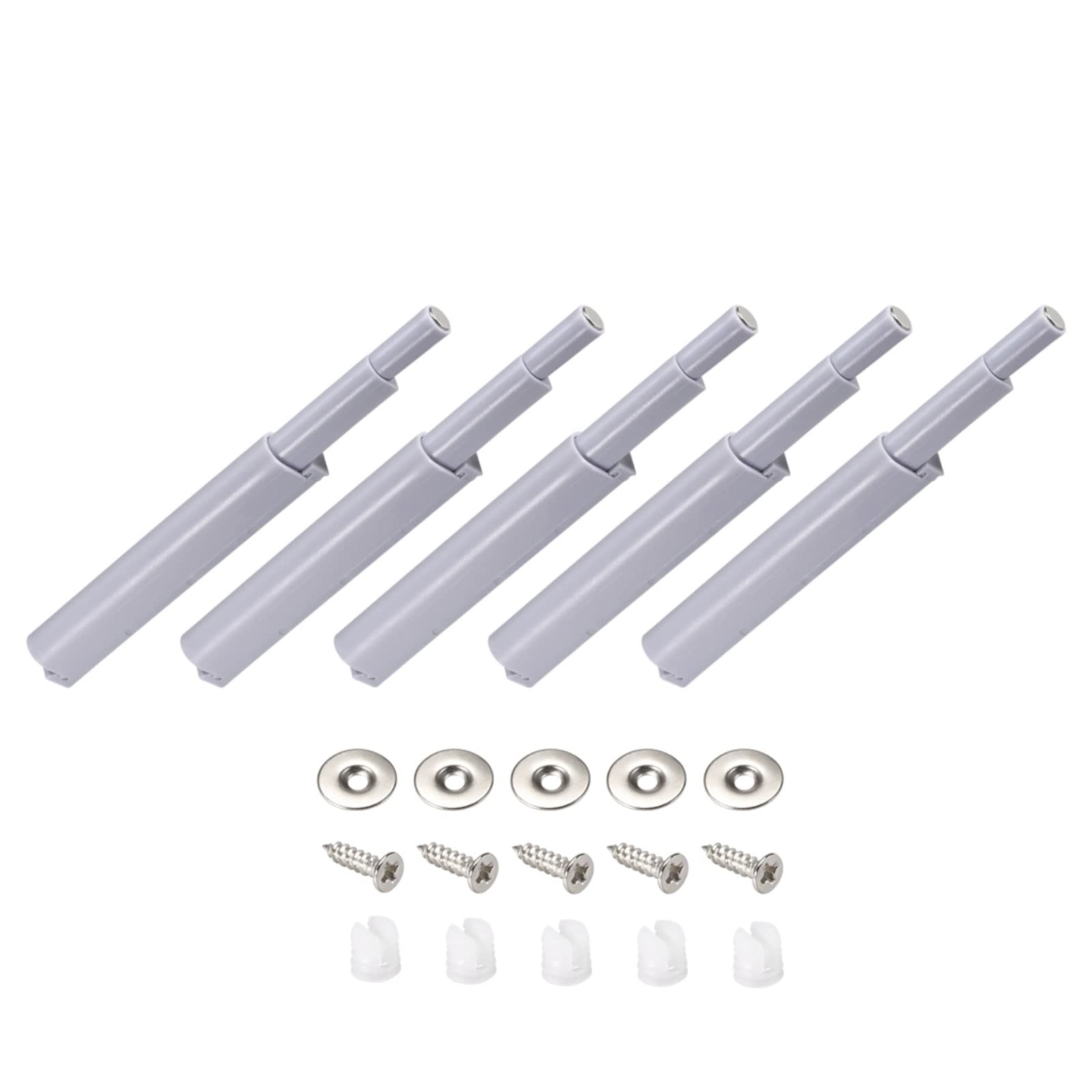 METALLIXITY Magnetic Push Latches (3.39"x0.39") 5Pcs, Plastic Touch Latches Damper Buffers