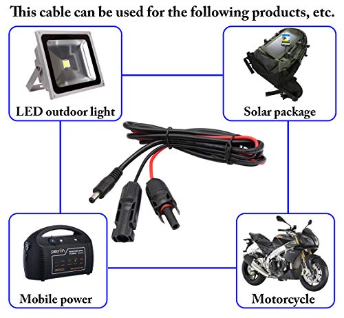 zdyCGTime Solar männlich und weiblich Y Typ Kabel,Solar männlich und weiblich an DC5521 Männlich Verbinder,Solar-Verlängerungskabel und tragbares Generator Netzadapter-Steckerkabel.1,5 M/16 AWG.