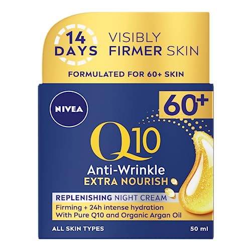 NIVEA Q10 Power 60 + Skin Anti-Falten + Replenishing Nachtcreme (50 ml), leistungsstarke Anti-Aging Creme, Nachtfeuchtigkeitspflege für Frauen mit Coenzym Q10, Nachtgesichtscreme