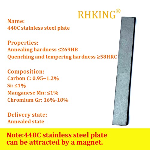 3Pcs 12"X1.5"X0.12" 440C Stainless Steel Flat Stock Billets High Corrosion Resistance High Hardness Knife Blade Steel Knife Making Steel For Diy Knife Making #TOP2