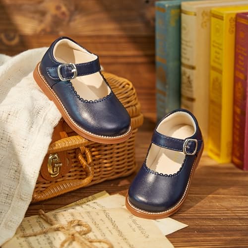 Image of PHIRAMIN Toddler Girl Mary Jane Student Oxford Shoes-Little Girl School Uniform Shoes for Wedding Party