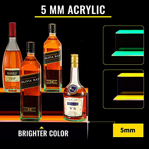 Image of VEVOR LED Lighted Liquor Bottle Display Shelf, 2 Step 40 inch LED Home Bar Shelves, Acrylic Lighted Illuminated Display Rack with RF Remote & App Control 7 Static Colors 1-4 H Timing for 20 Bottles