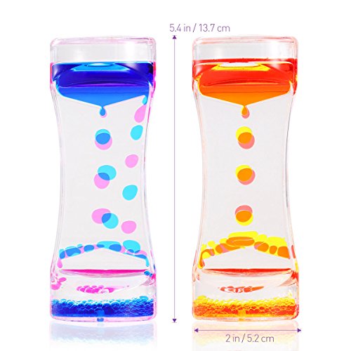 BESTOMZ 2pcs Water Motion Double Colors Liquid Bubble Timer ,Liquid Motion Bubbler for Sensory Play, Fidget Toy, Children Activity