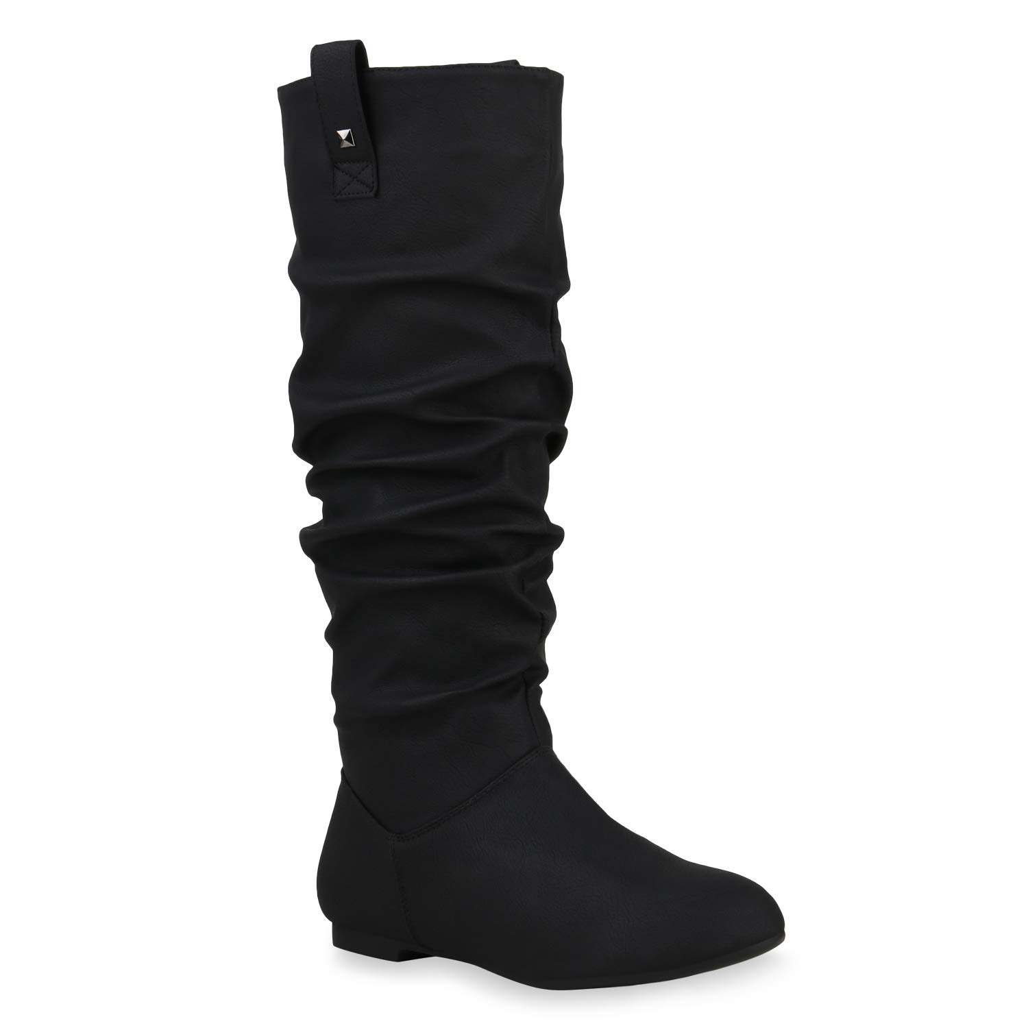 VAN HILL Damen Schlupfstiefel Warm Gefüttert mit Blockabsatz Nieten