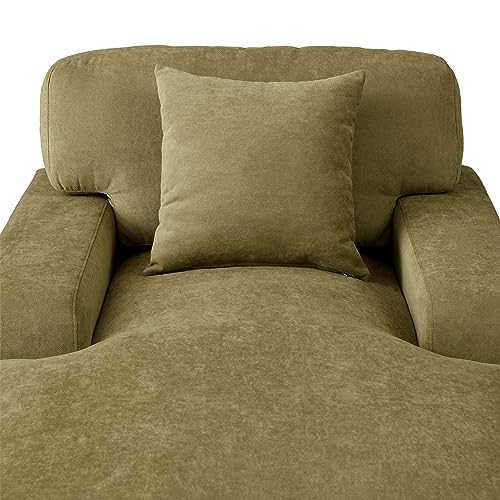 Modern Indoor Oversized Chaise Lounger, Mid-Century Velvet Comfort Sleeper Sofa with Pillow and Soild Wood Legs,Suitable to Living Room,Bedroom and Office (Green/Velvet-A) - Thumbnail 7