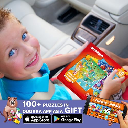 Image of QUOKKA Magnetic Puzzles for Kids Ages 4-6 - 36 Pieces Sudoku Toddler Puzzles Ages 2-4 - Travel Games for Kids 3-5 - Map USA Space World Toddler Travel Toys - Car Airplane Road Trip Games for Childrens