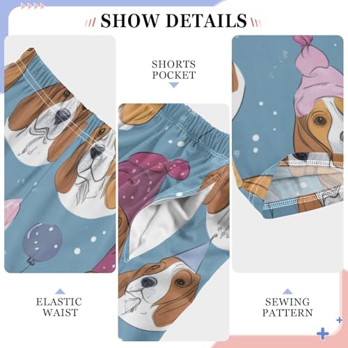 ZZXXB Beagle Birthday Balloons Boys Long Pants Soft Trousers Elastic Waist Kids Lounge Bottoms with Pockets S-XL4