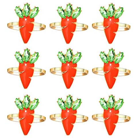9PCS Rhinestone Easter Bunny Napkin Rings Cover