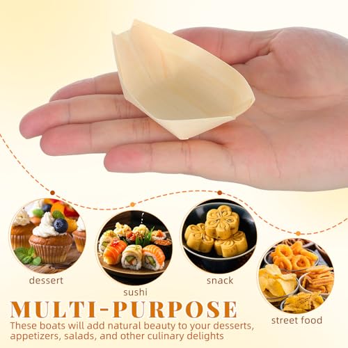 Platos desechables de madera para sushi 150 piezas miniatura 3