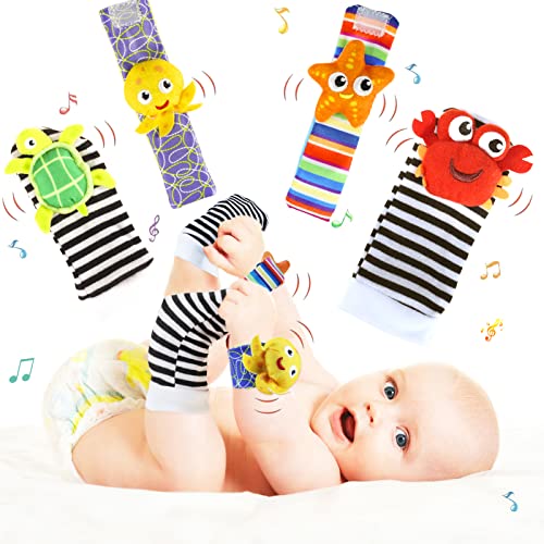 Image of Foot Finders & Wrist Rattles for Infants Developmental Texture Toys for Babies & Baby Toy Socks & Infant Wrist Rattle, Newborn Toys for Baby Boys Girls, Baby Boy Girl Toys 0-3 3-6 6-9 9-18 Months