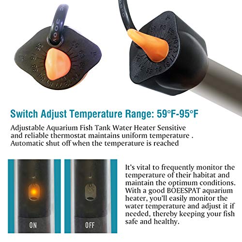 BOEESPAT Aquarium Heater 100W Fish Tank Heater with Anti Scald Protector and Aquarium Thermometer, Fully Submersible… - Image 3
