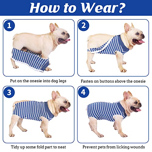Image of Dog Surgery Recovery Suit-Comfortable & Breathable Dog Recovery Suit After Surgery,Dog Surgical Recovery Suit Female Male,Prevent Licking Dog Onesies,Substitute E-Collar & Cone-Blue Medium+