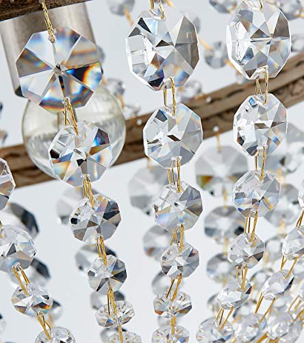 Bestier French Empire Antique Silver Finish Farmhouse Crystal Pendant Chandelier Lighting Led Ceiling Light Fixture Lamp Dining Room Bathroom Bedroom Livingroom 1 E26 Bulbs Required H18 Inch X D12 Inc thumb #6
